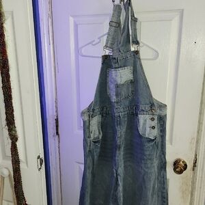 Vintage-Style Light Blue Denim Overalls